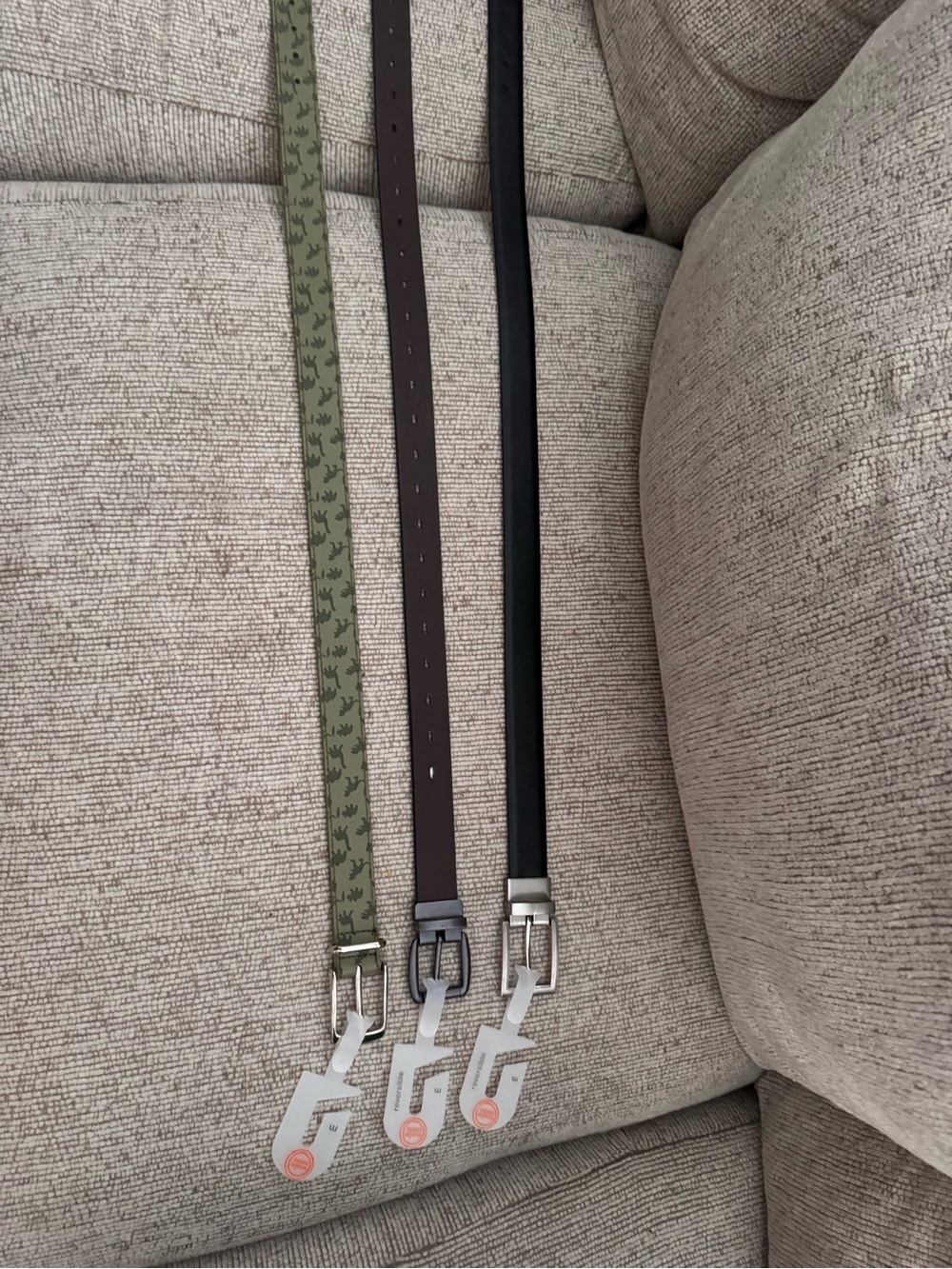 Three boy Casual Belts - Olive Camo, Dark Brown, Black